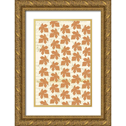 Welcome Fall Leaves Swirl 3 Gold Ornate Wood Framed Art Print with Double Matting by Allen, Candace