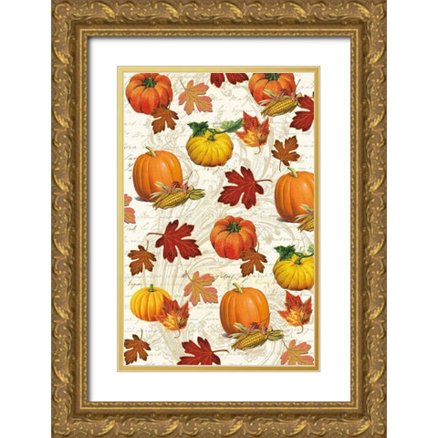 Welcome Fall Pumpkins 1 Gold Ornate Wood Framed Art Print with Double Matting by Allen, Candace