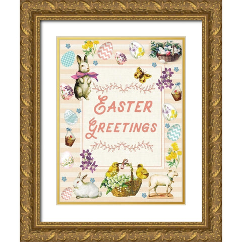 Easter Greetings Main Gold Ornate Wood Framed Art Print with Double Matting by Lula Bijoux and Company