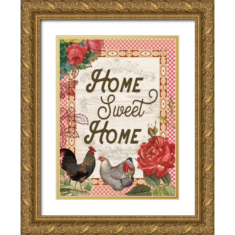 Home Sweet Home Gold Ornate Wood Framed Art Print with Double Matting by Lula Bijoux and Company