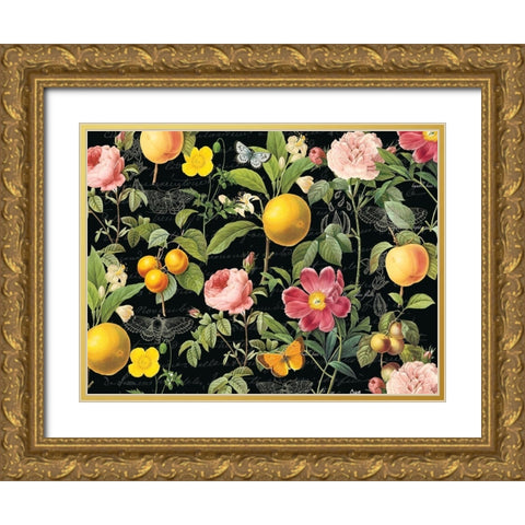 Botanical Flowers Gold Ornate Wood Framed Art Print with Double Matting by Lula Bijoux and Company