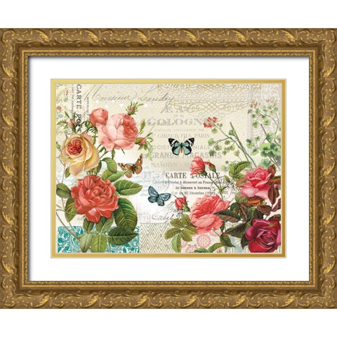Floral Dream Gold Ornate Wood Framed Art Print with Double Matting by Lula Bijoux and Company