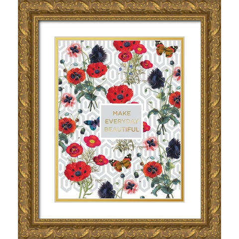 Bright Poppy Inspiration 1 Gold Ornate Wood Framed Art Print with Double Matting by Lula Bijoux and Company