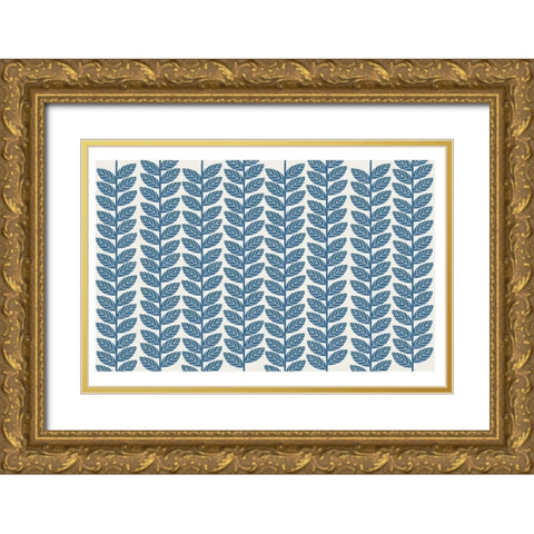 Vine Leaves 4 Gold Ornate Wood Framed Art Print with Double Matting by Lula Bijoux and Company