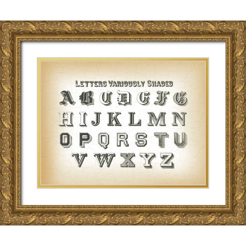 Vintage Alphabet Gold Ornate Wood Framed Art Print with Double Matting by Lula Bijoux and Company