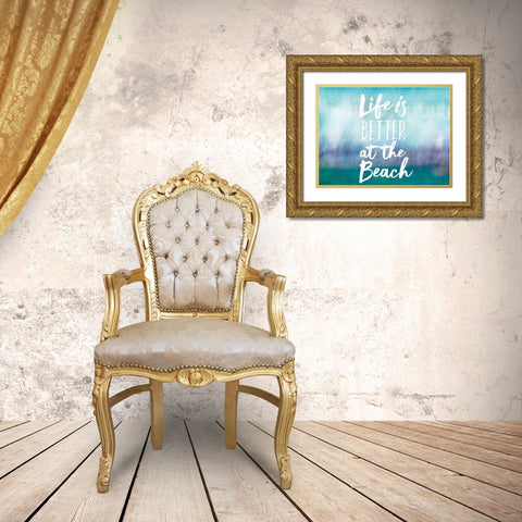 Life is Better Gold Ornate Wood Framed Art Print with Double Matting by Lula Bijoux and Company