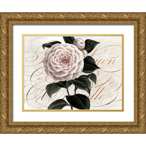 Flower and Scrolls Gold Ornate Wood Framed Art Print with Double Matting by Lula Bijoux and Company