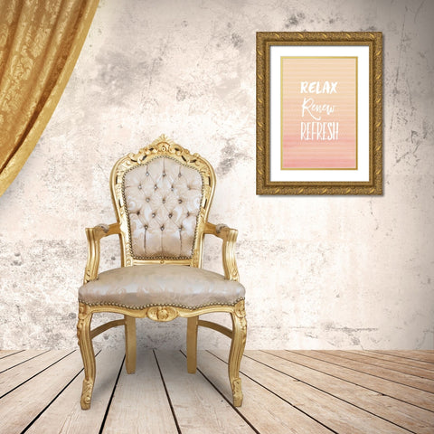 Relax Renew Gold Ornate Wood Framed Art Print with Double Matting by Lula Bijoux and Company