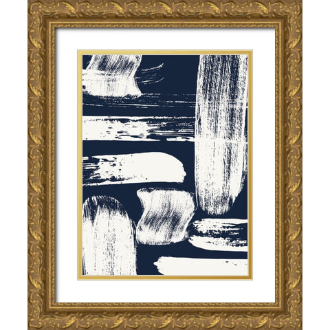 Drama Queen Stripes 2 Gold Ornate Wood Framed Art Print with Double Matting by Lula Bijoux And Company