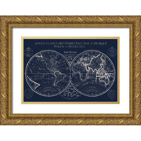 New Map Gold Ornate Wood Framed Art Print with Double Matting by Lula Bijoux And Company