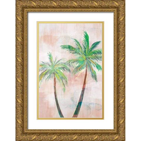 Tropical Beach Palm 1 V2 Gold Ornate Wood Framed Art Print with Double Matting by Lula Bijoux and Company