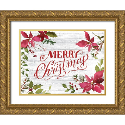 Handwritten Holiday Gold Ornate Wood Framed Art Print with Double Matting by Lula Bijoux And Company