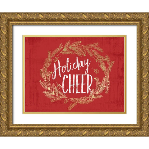 Holiday Cheer V2 Gold Ornate Wood Framed Art Print with Double Matting by Lula Bijoux And Company