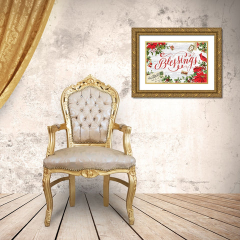 Xmas Collage 2 Gold Ornate Wood Framed Art Print with Double Matting by Lula Bijoux And Company