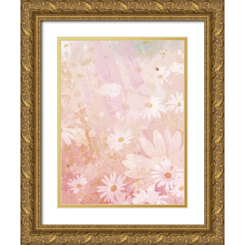 Flower Fields Gold Ornate Wood Framed Art Print with Double Matting by Lula Bijoux and Company