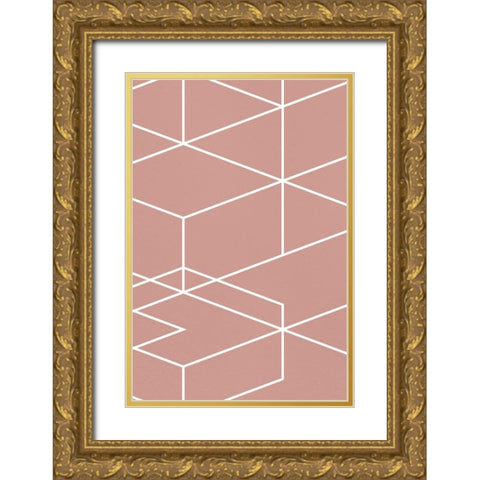 Rose Geometric 2 Gold Ornate Wood Framed Art Print with Double Matting by Lula Bijoux and Company