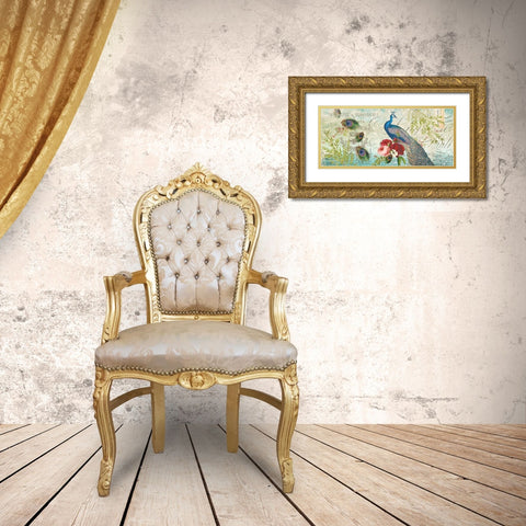 Peacock TOTE Gold Ornate Wood Framed Art Print with Double Matting by Allen, Candace
