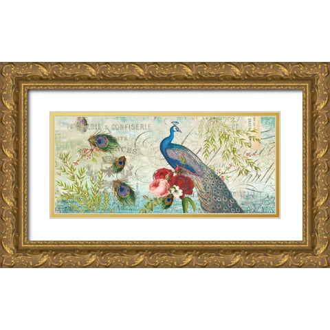 Peacock TOTE Gold Ornate Wood Framed Art Print with Double Matting by Allen, Candace