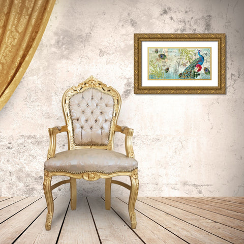 Peacock  Gold Ornate Wood Framed Art Print with Double Matting by Allen, Candace