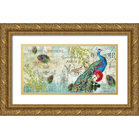 Peacock  Gold Ornate Wood Framed Art Print with Double Matting by Allen, Candace