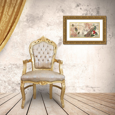 Peacock SMALL Gold Ornate Wood Framed Art Print with Double Matting by Allen, Candace