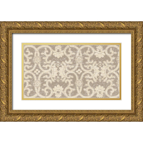 English Vintage Trellis Gold Ornate Wood Framed Art Print with Double Matting by Allen, Candace