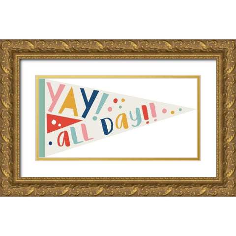 Awesome Pennant 1 Gold Ornate Wood Framed Art Print with Double Matting by Lula Bijoux and Company