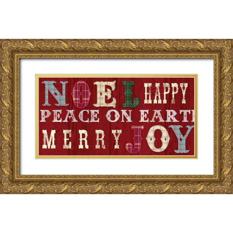 Noel Peace On Earth Gold Ornate Wood Framed Art Print with Double Matting by Lula Bijoux And Company