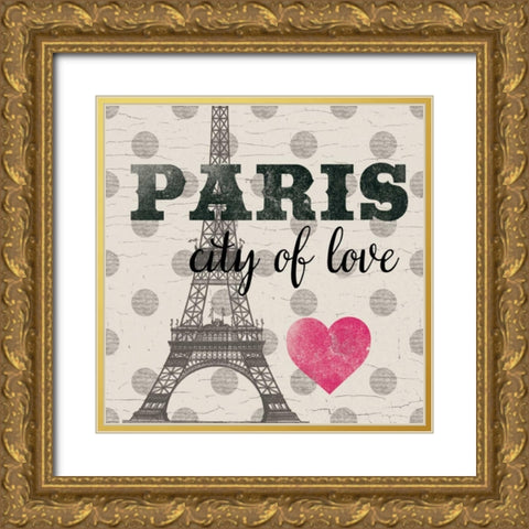 Paris In Love Gold Ornate Wood Framed Art Print with Double Matting by Allen, Candace