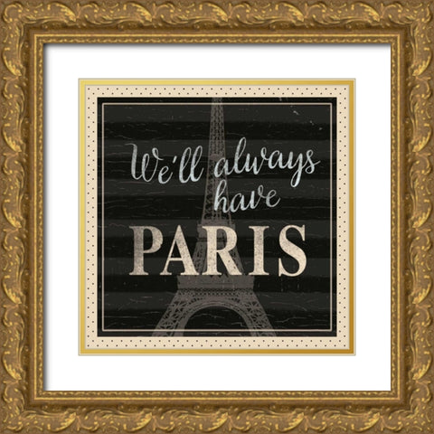 Always Paris Dots Gold Ornate Wood Framed Art Print with Double Matting by Allen, Candace