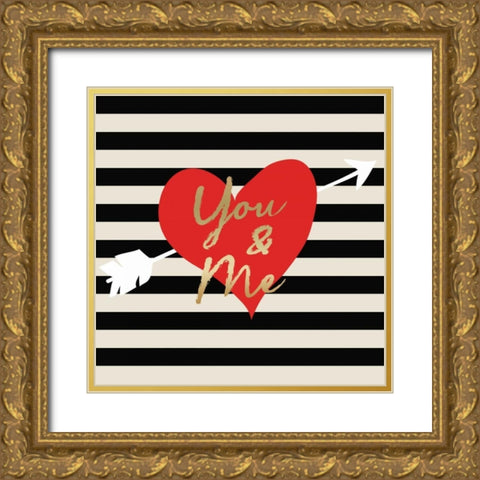 Valentines Day Heart 2 Gold Ornate Wood Framed Art Print with Double Matting by Allen, Candace