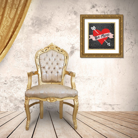 Valentines Day Heart 3 Gold Ornate Wood Framed Art Print with Double Matting by Allen, Candace