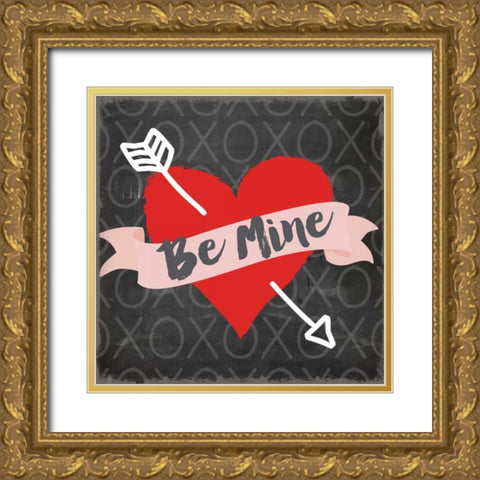 Valentines Day Heart 3 Gold Ornate Wood Framed Art Print with Double Matting by Allen, Candace