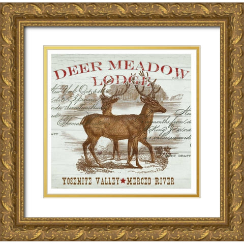 Deer Meadow Gold Ornate Wood Framed Art Print with Double Matting by Allen, Candace
