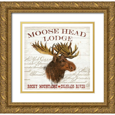 Moose Lodge Gold Ornate Wood Framed Art Print with Double Matting by Allen, Candace