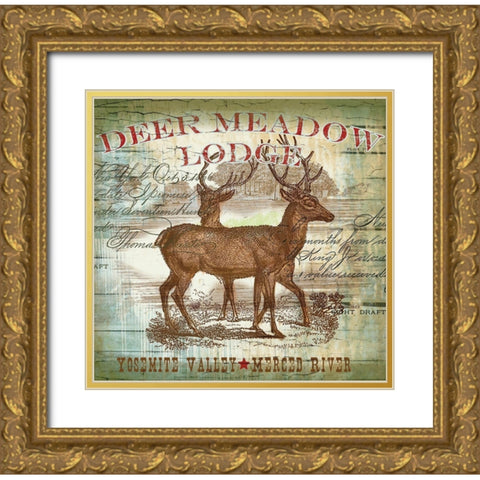 Dear Meadow Gold Ornate Wood Framed Art Print with Double Matting by Allen, Candace