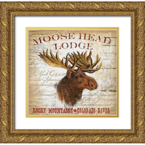 Moose Layout Gold Ornate Wood Framed Art Print with Double Matting by Allen, Candace
