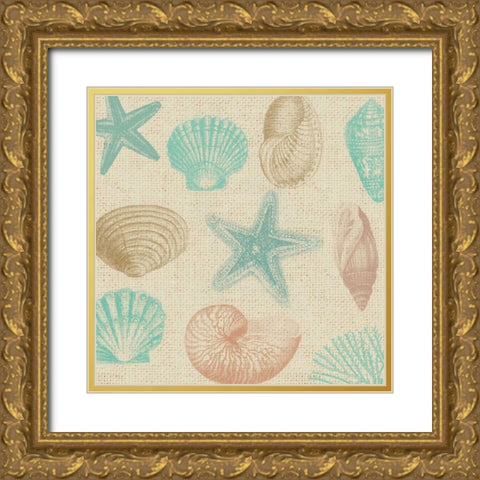 New Beachcomber Shells 1 Gold Ornate Wood Framed Art Print with Double Matting by Lula Bijoux and Company
