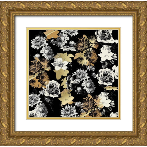 MidnightFlora 1 Gold Ornate Wood Framed Art Print with Double Matting by Allen, Candace