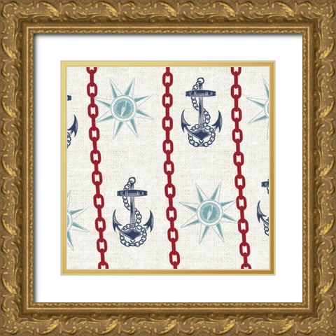 Nautical Pattern 2 Gold Ornate Wood Framed Art Print with Double Matting by Allen, Candace