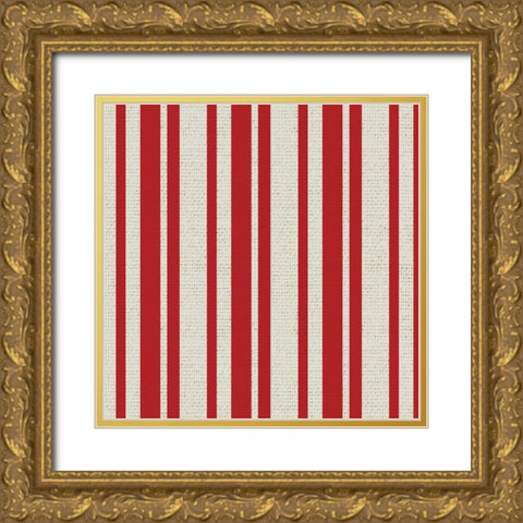 Nautical Red Stripe 1 Gold Ornate Wood Framed Art Print with Double Matting by Allen, Candace