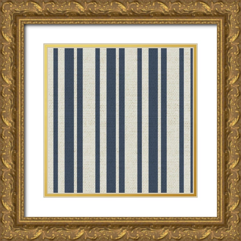 Nautical Navy Stripe 1 Gold Ornate Wood Framed Art Print with Double Matting by Allen, Candace