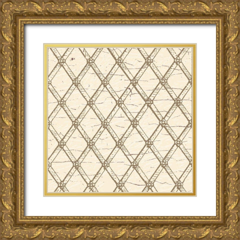 English Vintage Trellis 2 Gold Ornate Wood Framed Art Print with Double Matting by Allen, Candace