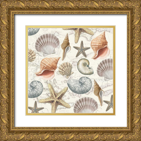 By The Sea Shells 2 Gold Ornate Wood Framed Art Print with Double Matting by Allen, Candace