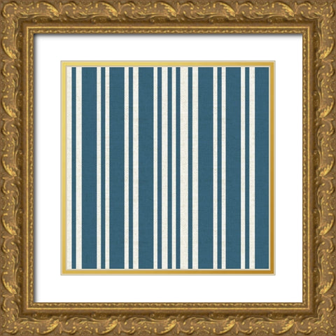By The Sea Stripeez 1 Gold Ornate Wood Framed Art Print with Double Matting by Allen, Candace