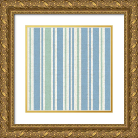 By The Sea Stripeez 2 Gold Ornate Wood Framed Art Print with Double Matting by Allen, Candace