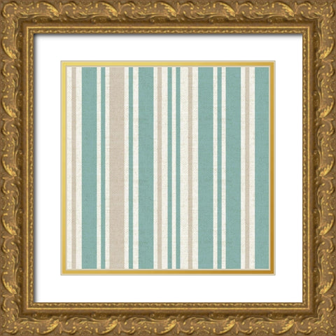 By The Sea Stripeez 3 Gold Ornate Wood Framed Art Print with Double Matting by Allen, Candace