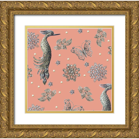 Gem Brooch 2 Gold Ornate Wood Framed Art Print with Double Matting by Allen, Candace