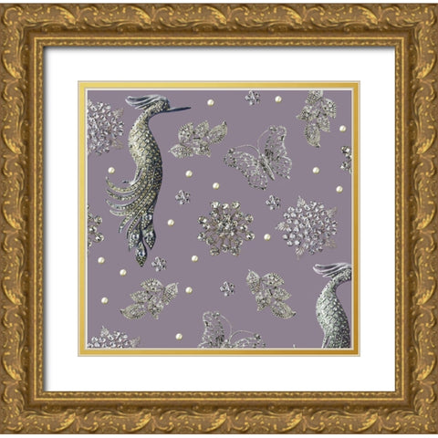 Gem Brooch Gold Ornate Wood Framed Art Print with Double Matting by Allen, Candace