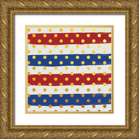 Stripe Coordiate 1 Gold Ornate Wood Framed Art Print with Double Matting by Lula Bijoux and Company